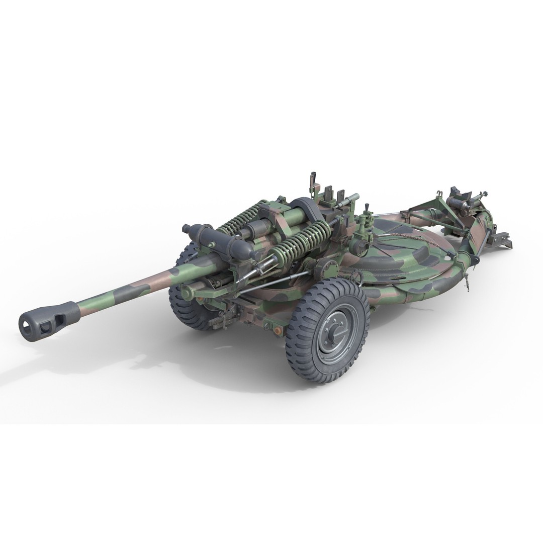 Field Howitzer M119 3D Model – Low Poly Military Vehicle, FBX, PBR Textures - View 3