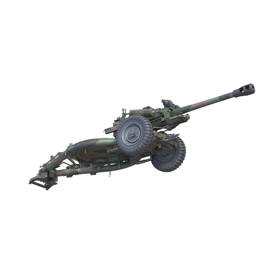 Field Howitzer M119 3D Model – Low Poly Military Vehicle, FBX, PBR Textures - View 4