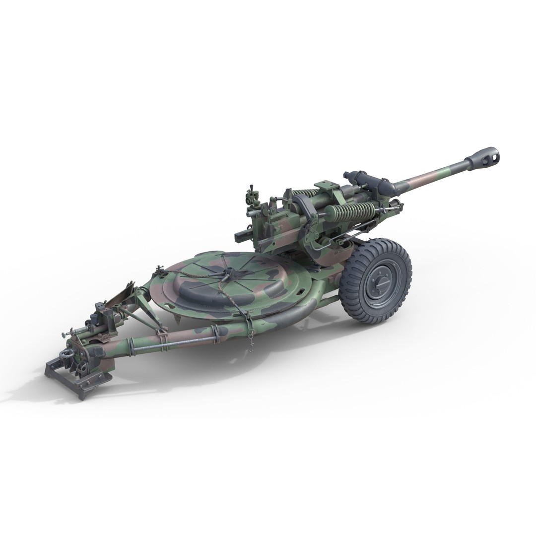 Field Howitzer M119 3D Model – Low Poly Military Vehicle, FBX, PBR Textures - View 5