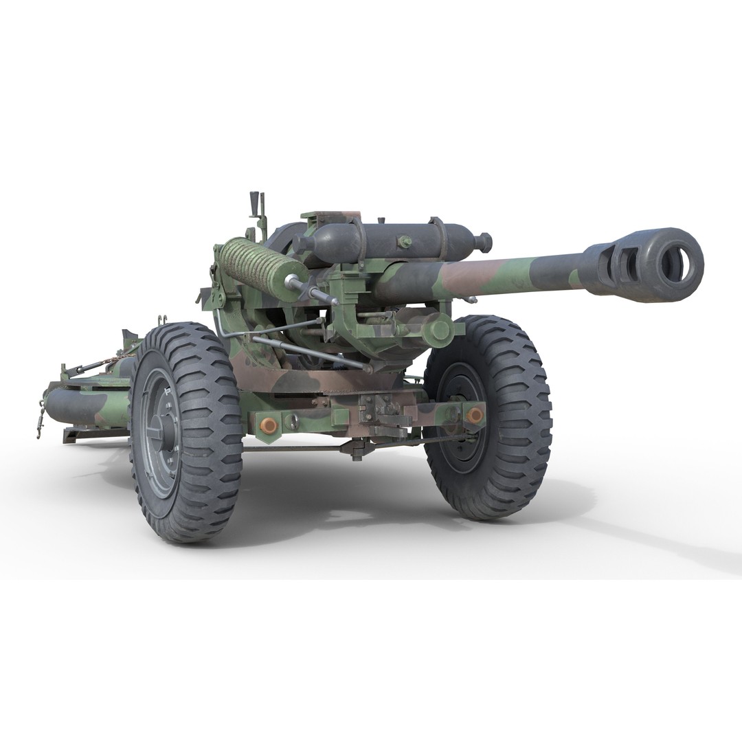 Field Howitzer M119 3D Model – Low Poly Military Vehicle, FBX, PBR Textures - View 6