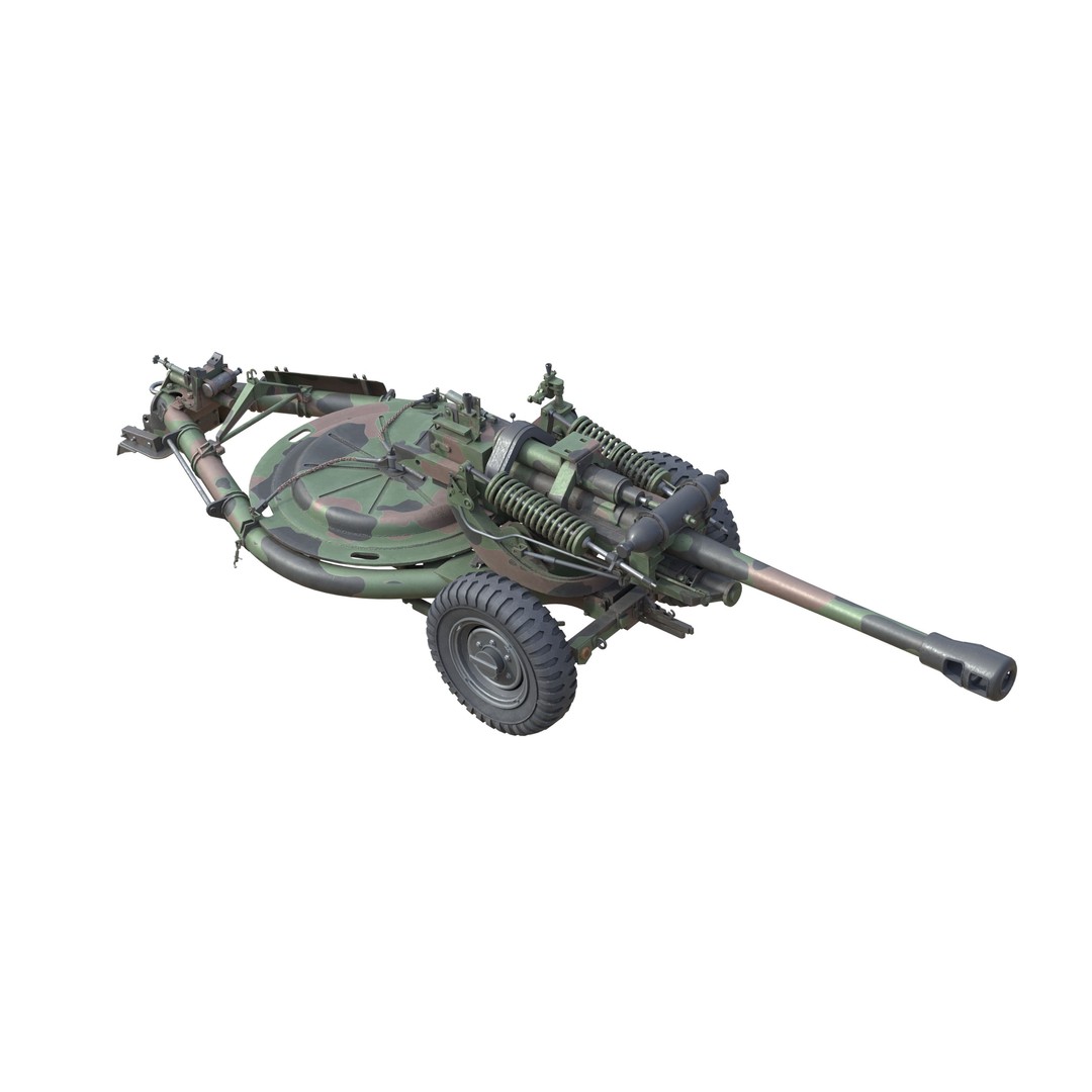 Field Howitzer M119 3D Model – Low Poly Military Vehicle, FBX, PBR Textures - View 7