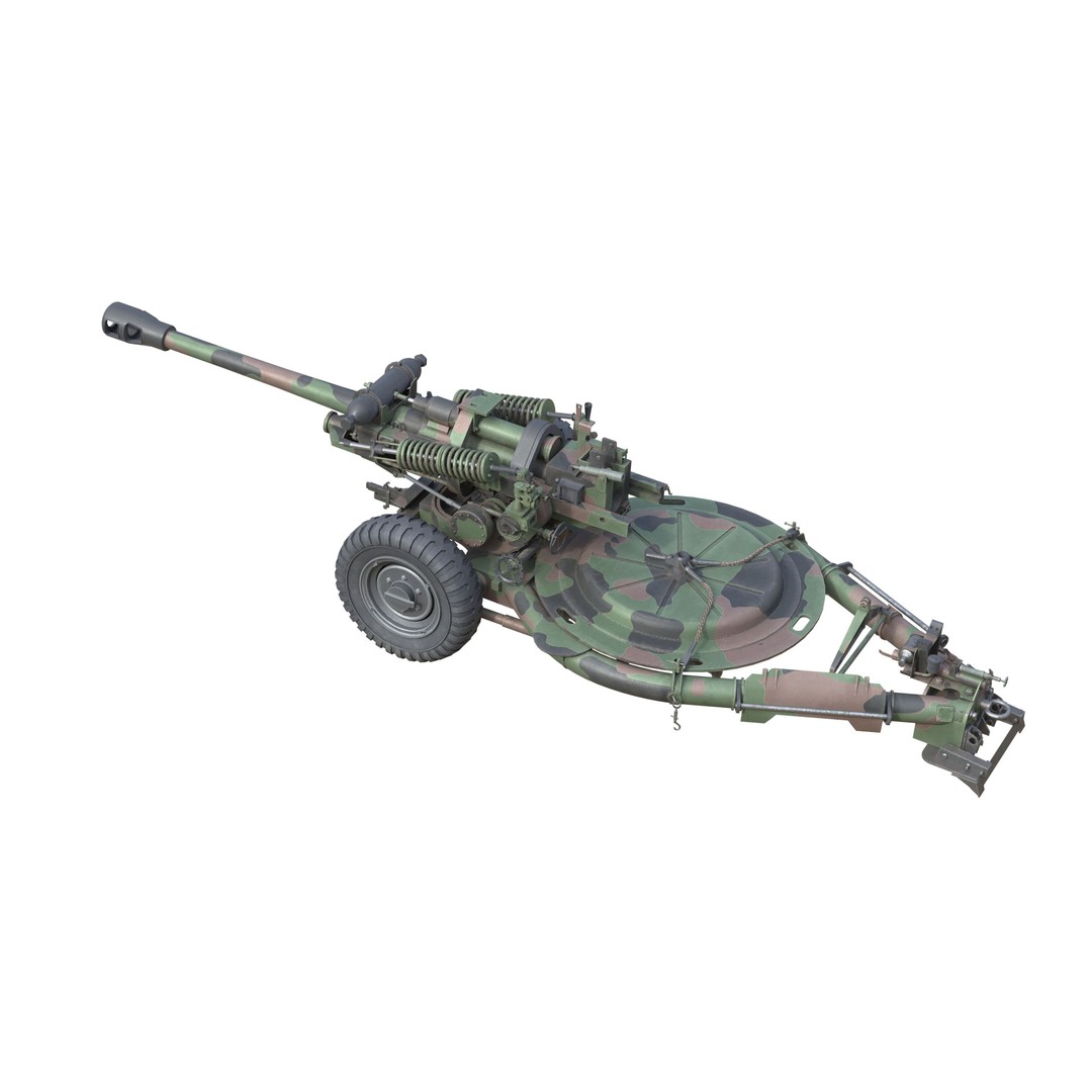 Field Howitzer M119 3D Model – Low Poly Military Vehicle, FBX, PBR Textures - View 8