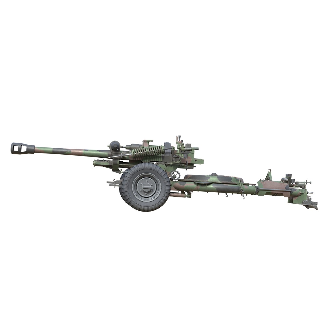 Field Howitzer M119 3D Model – Low Poly Military Vehicle, FBX, PBR Textures - View 9
