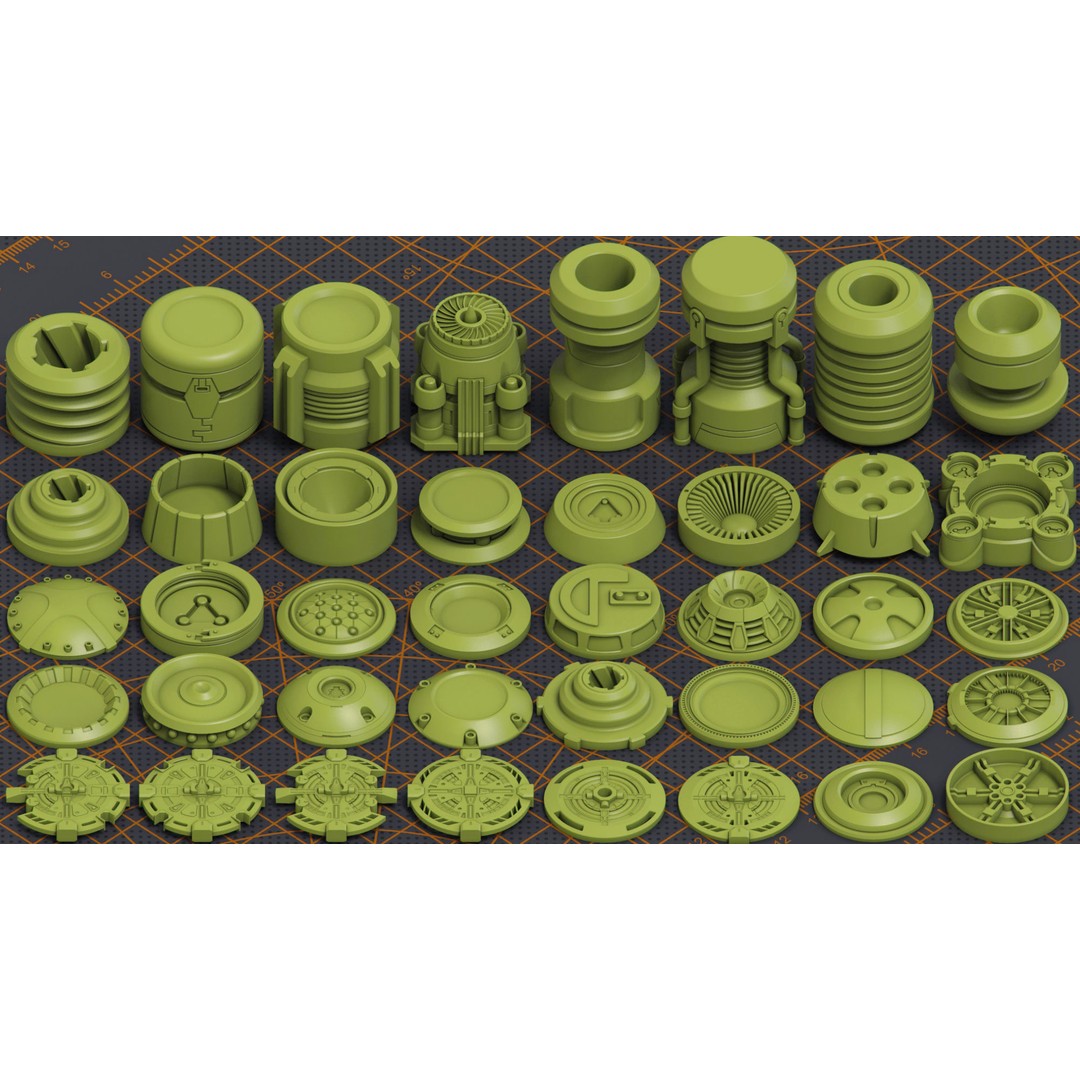 Mega Pack Hard Surface Kitbash 3D Model – Sci-Fi Vehicle Assets, FBX - View 5