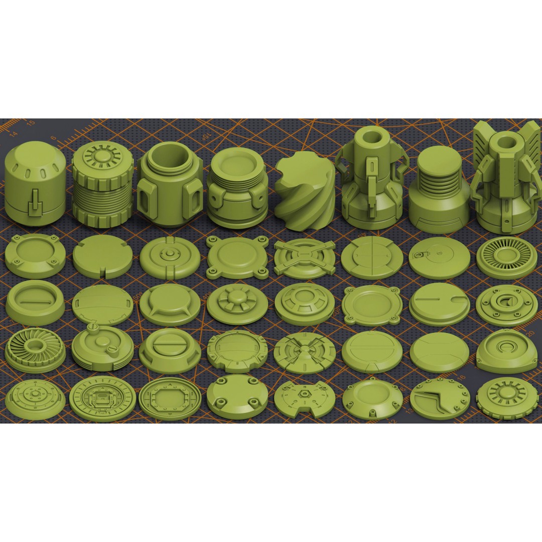 Mega Pack Hard Surface Kitbash 3D Model – Sci-Fi Vehicle Assets, FBX - View 7