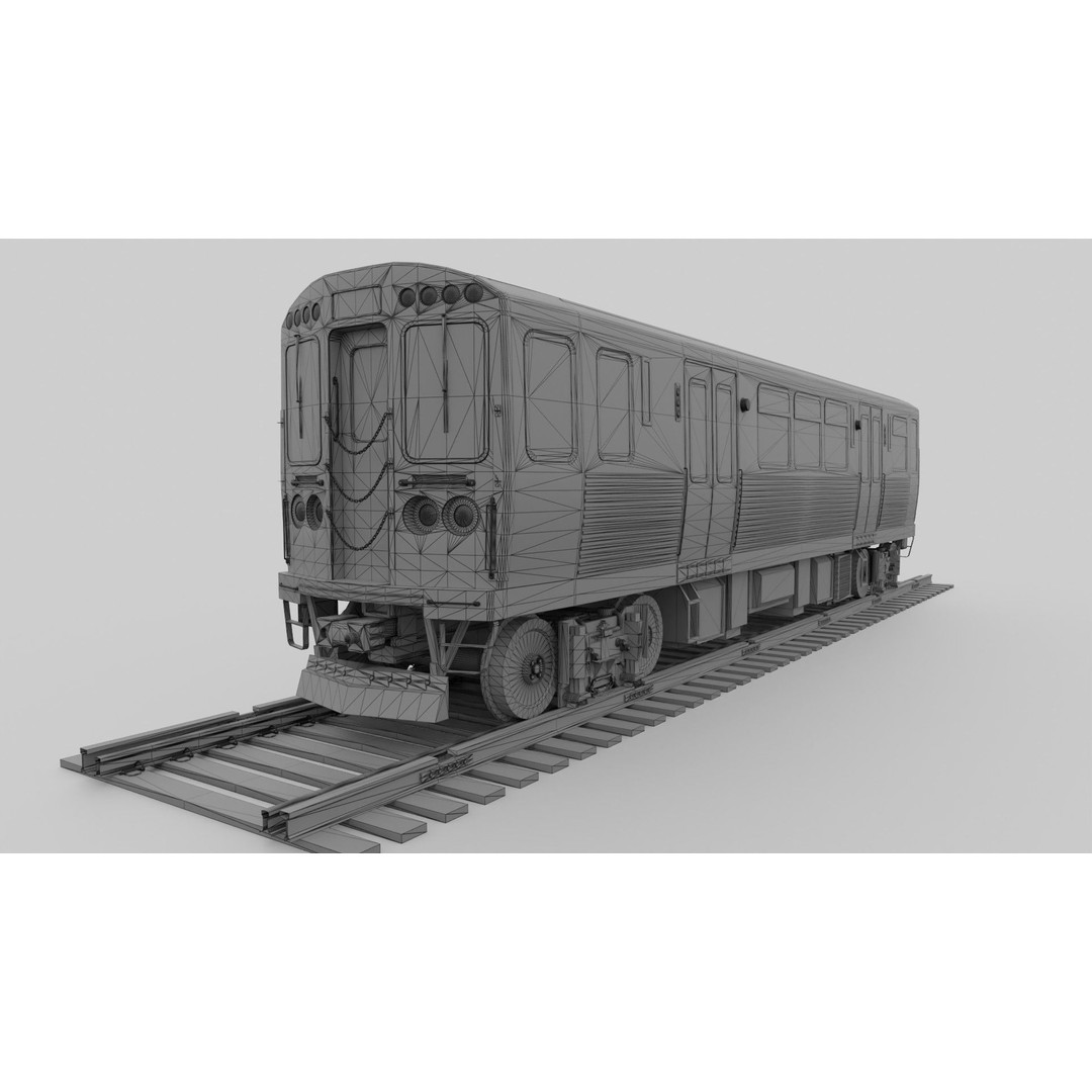 Chicago CTA Train 5000 3D Model – Low Poly Game Asset, PBR Textures - View 16