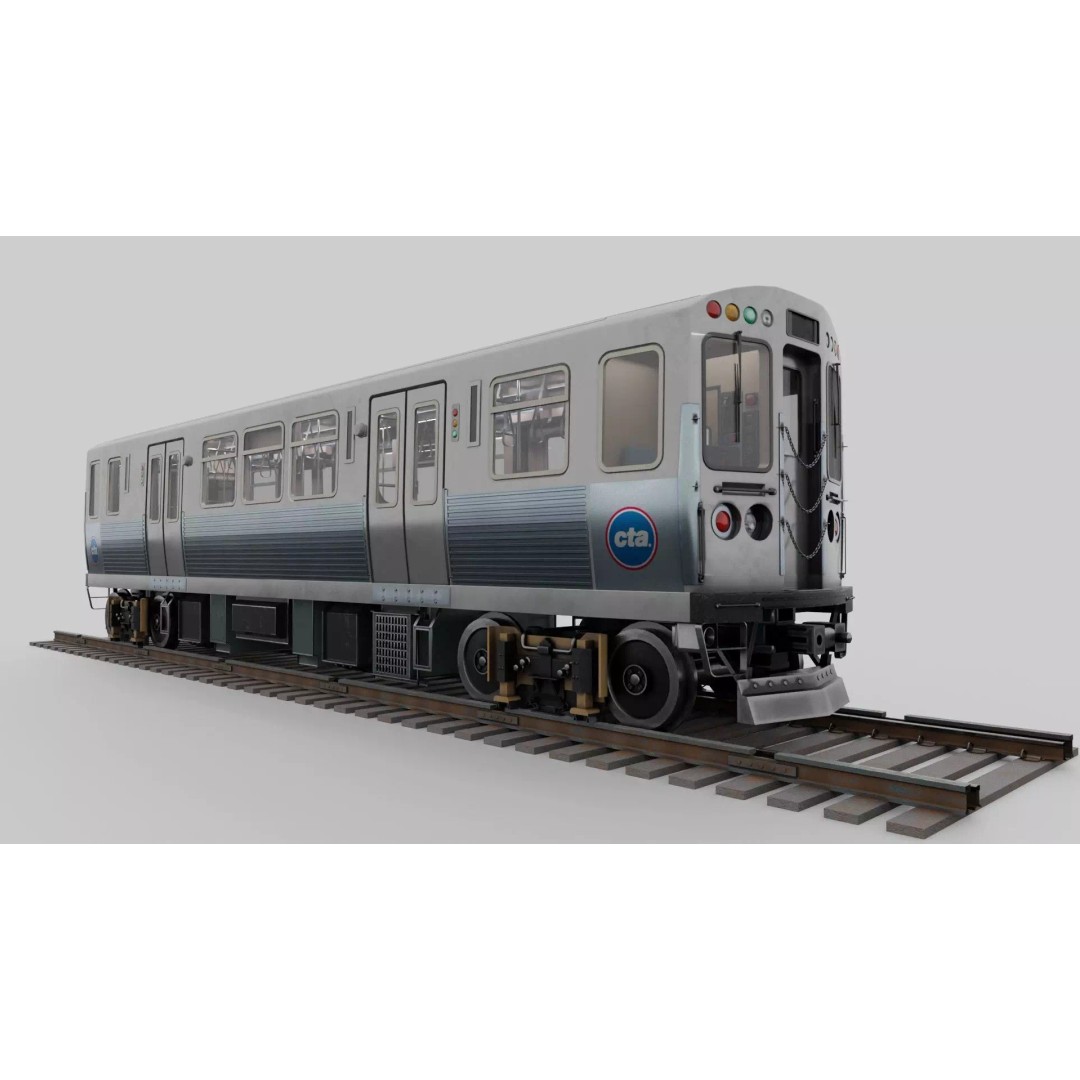 Chicago CTA Train 5000 3D Model – Low Poly Game Asset, PBR Textures - View 2
