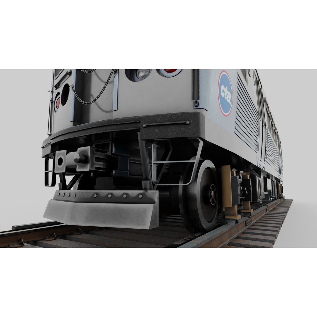 Chicago CTA Train 5000 3D Model – Low Poly Game Asset, PBR Textures - View 4