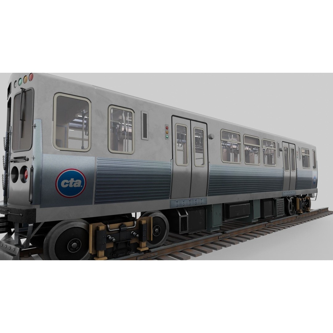 Chicago CTA Train 5000 3D Model – Low Poly Game Asset, PBR Textures - View 5