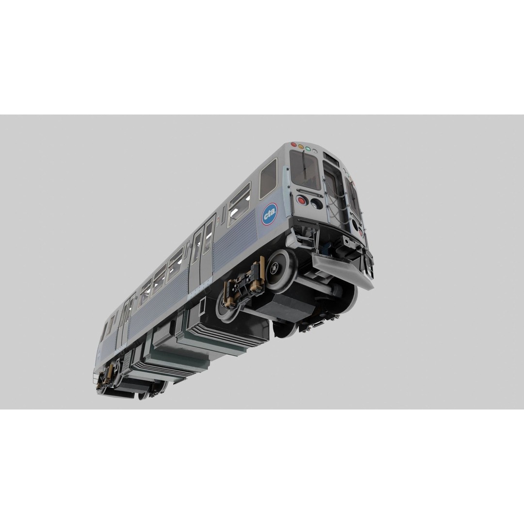 Chicago CTA Train 5000 3D Model – Low Poly Game Asset, PBR Textures - View 6