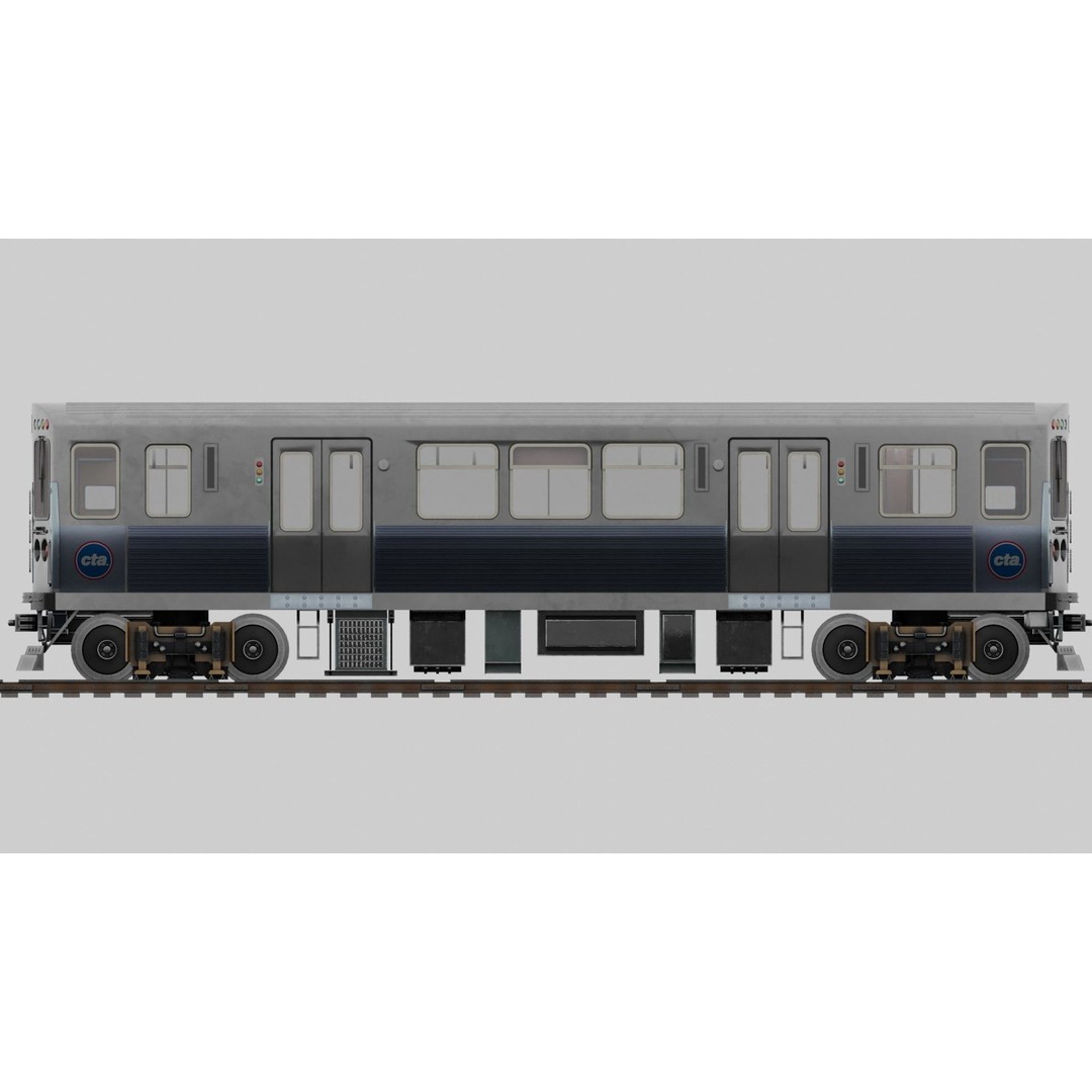 Chicago CTA Train 5000 3D Model – Low Poly Game Asset, PBR Textures - View 8