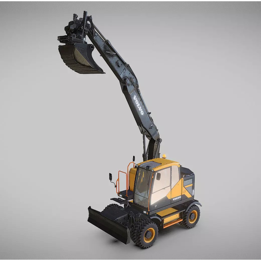 Excavator EWR150E 3D Model – Low Poly Game Asset, FBX - View 2