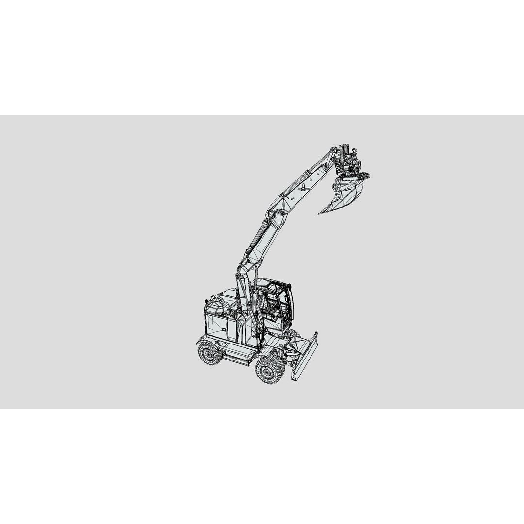 Excavator EWR150E 3D Model – Low Poly Game Asset, FBX - View 8