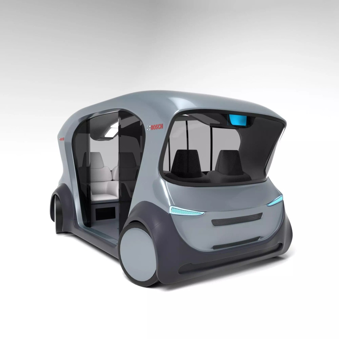 Autonomous Bosch Shuttle Car 3D Model – Rigged Concept Vehicle for Animation - View 2