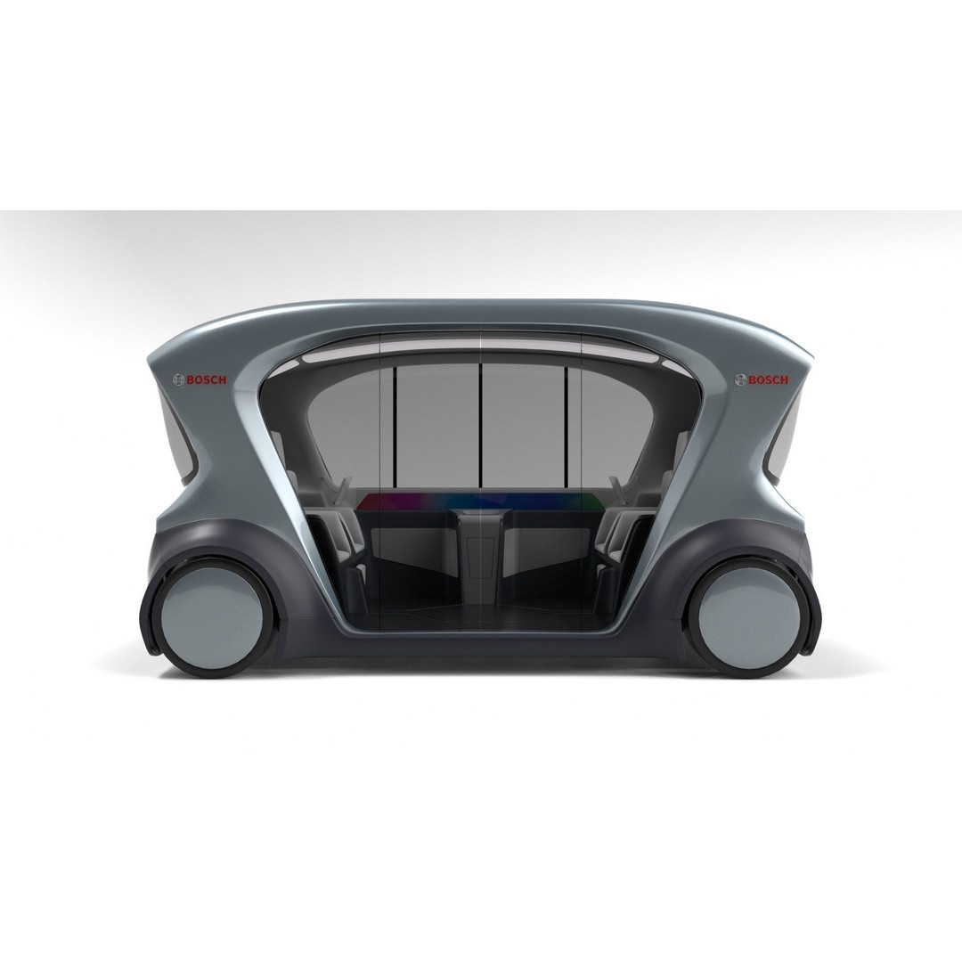 Autonomous Bosch Shuttle Car 3D Model – Rigged Concept Vehicle for Animation - View 3