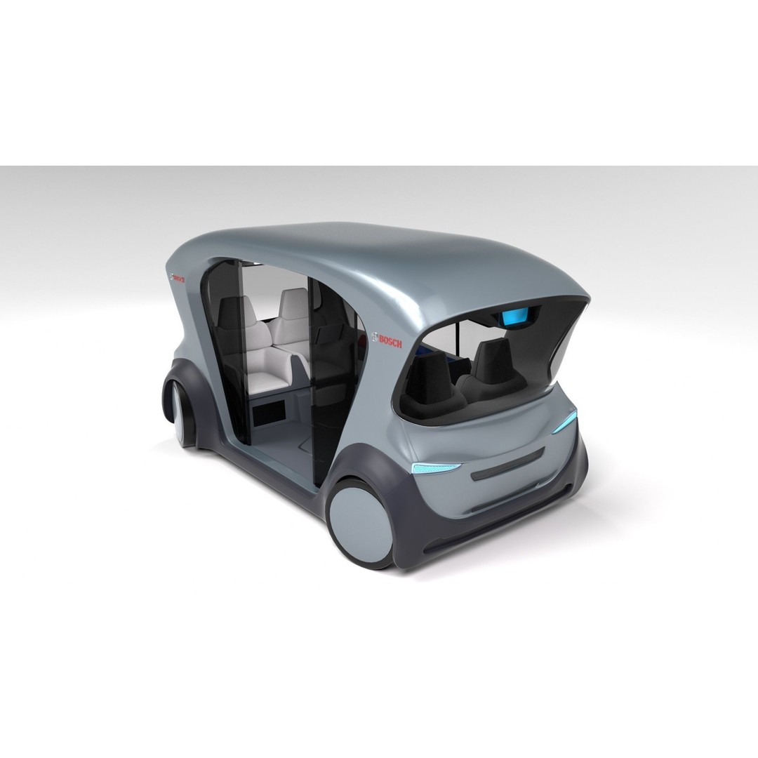 Autonomous Bosch Shuttle Car 3D Model – Rigged Concept Vehicle for Animation - View 30