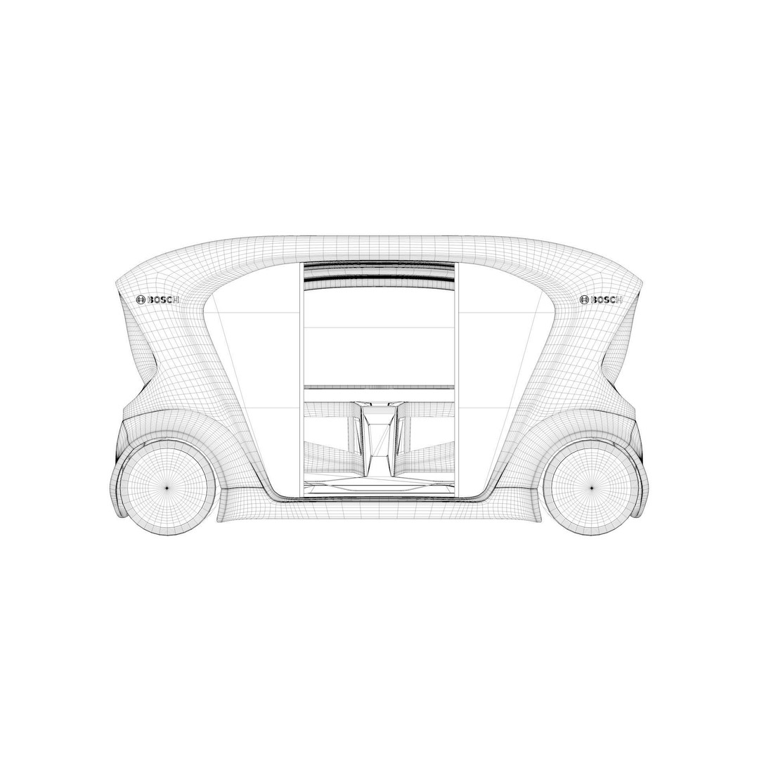 Autonomous Bosch Shuttle Car 3D Model – Rigged Concept Vehicle for Animation - View 31