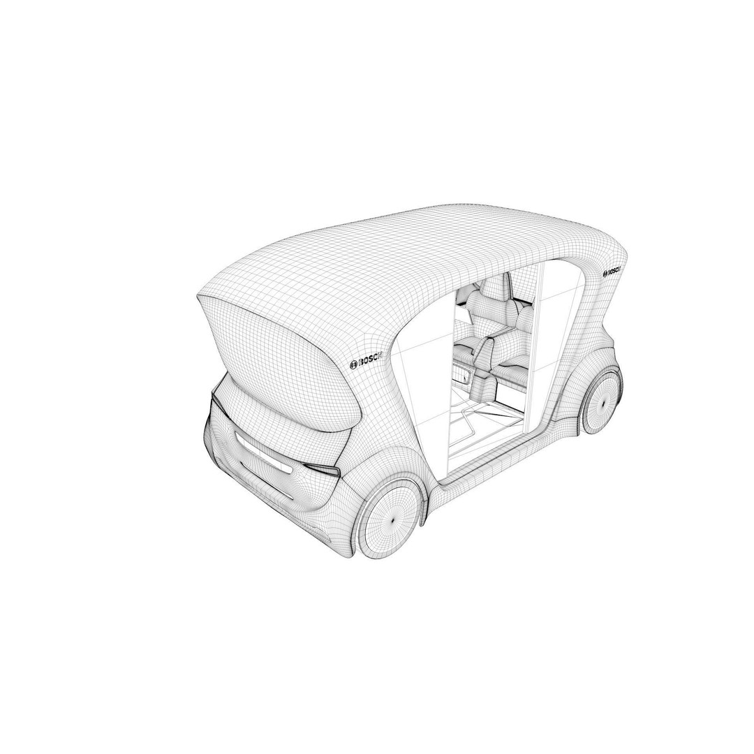 Autonomous Bosch Shuttle Car 3D Model – Rigged Concept Vehicle for Animation - View 32