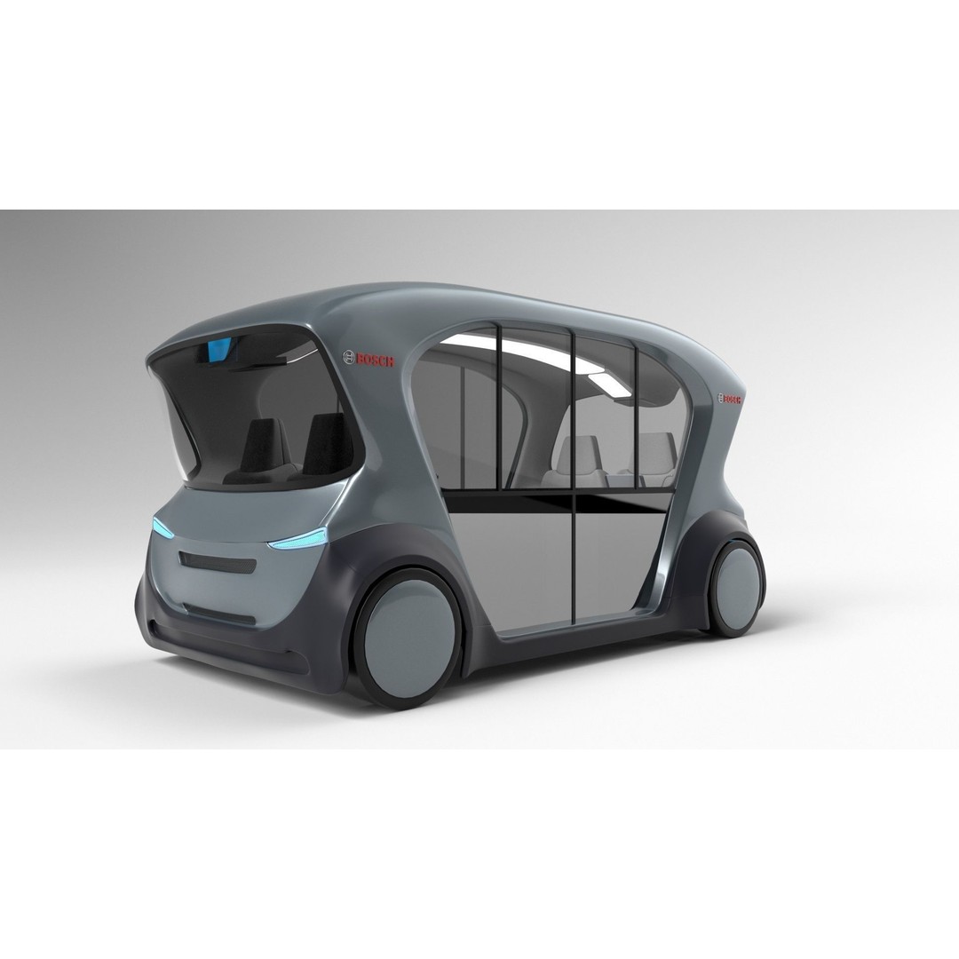 Autonomous Bosch Shuttle Car 3D Model – Rigged Concept Vehicle for Animation - View 6