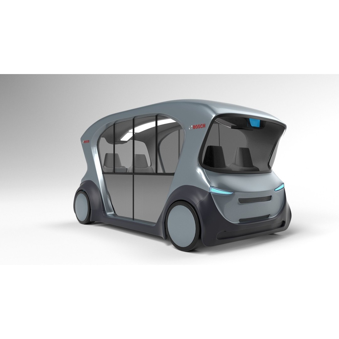 Autonomous Bosch Shuttle Car 3D Model – Rigged Concept Vehicle for Animation - View 7