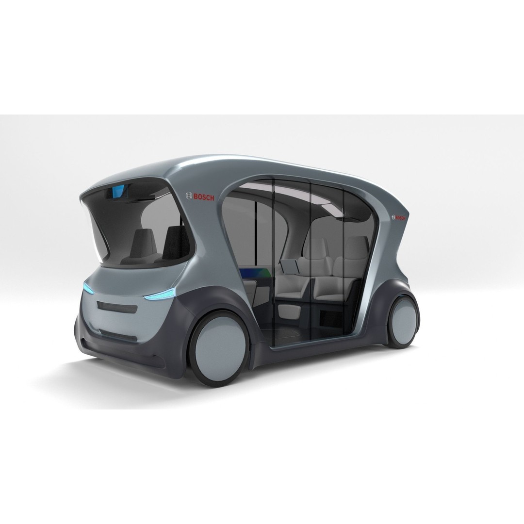 Autonomous Bosch Shuttle Car 3D Model – Rigged Concept Vehicle for Animation - View 8