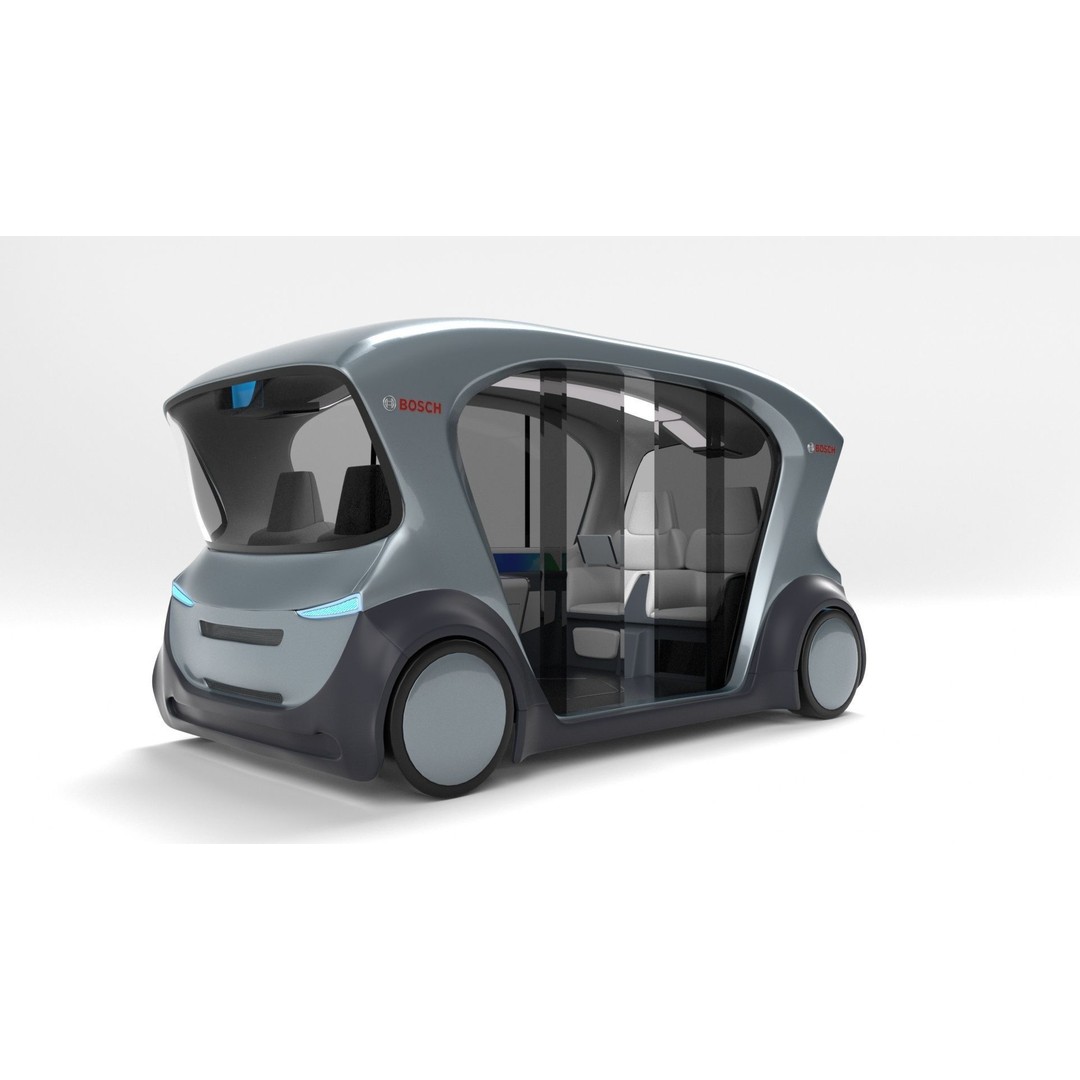 Autonomous Bosch Shuttle Car 3D Model – Rigged Concept Vehicle for Animation - View 9