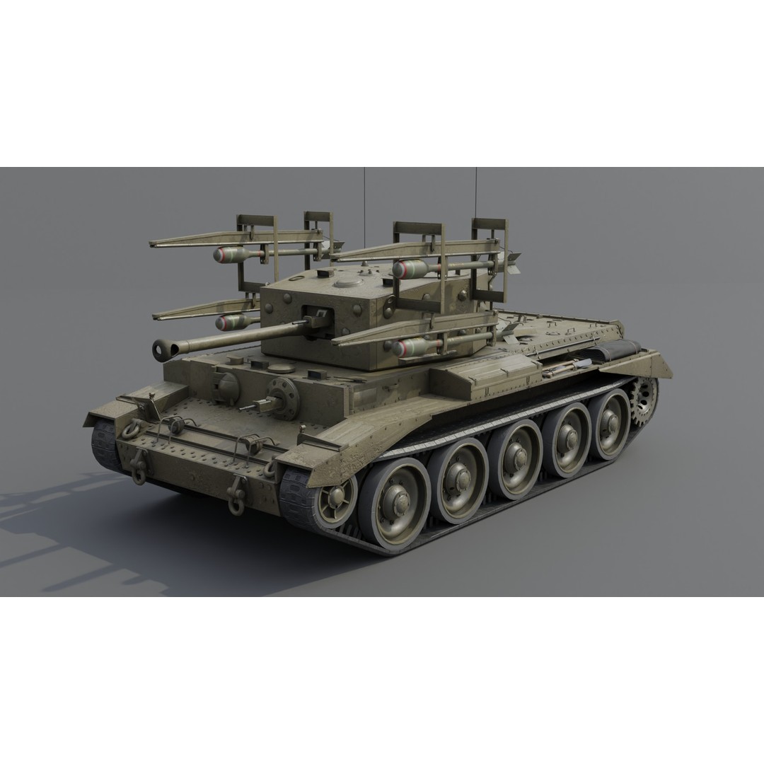 Cromwell V RP-3 Cruiser Tank 3D Model – Low Poly PBR Asset, FBX, Blender