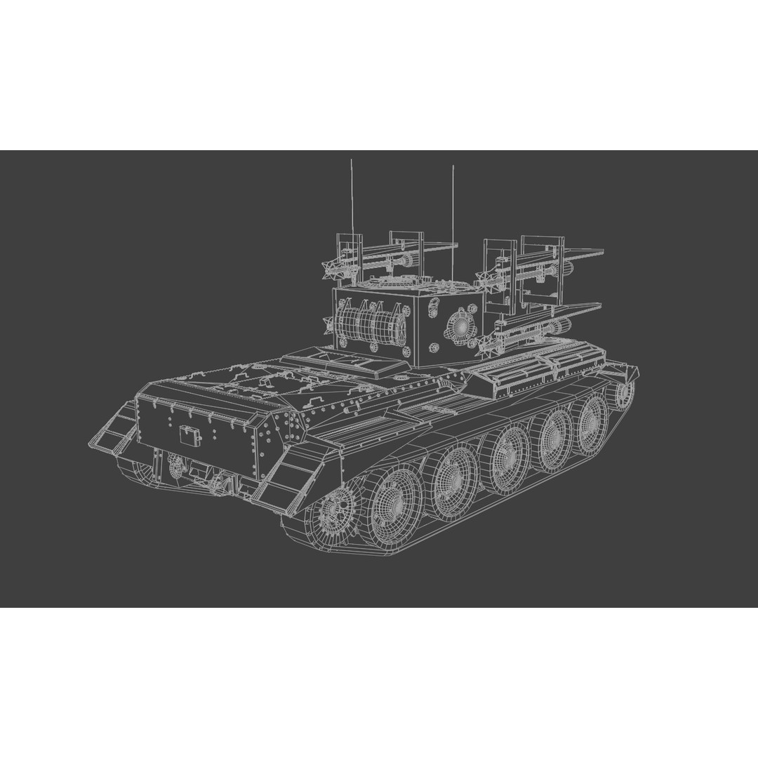 Cromwell V RP-3 Cruiser Tank 3D Model – Low Poly PBR Asset, FBX, Blender - View 10