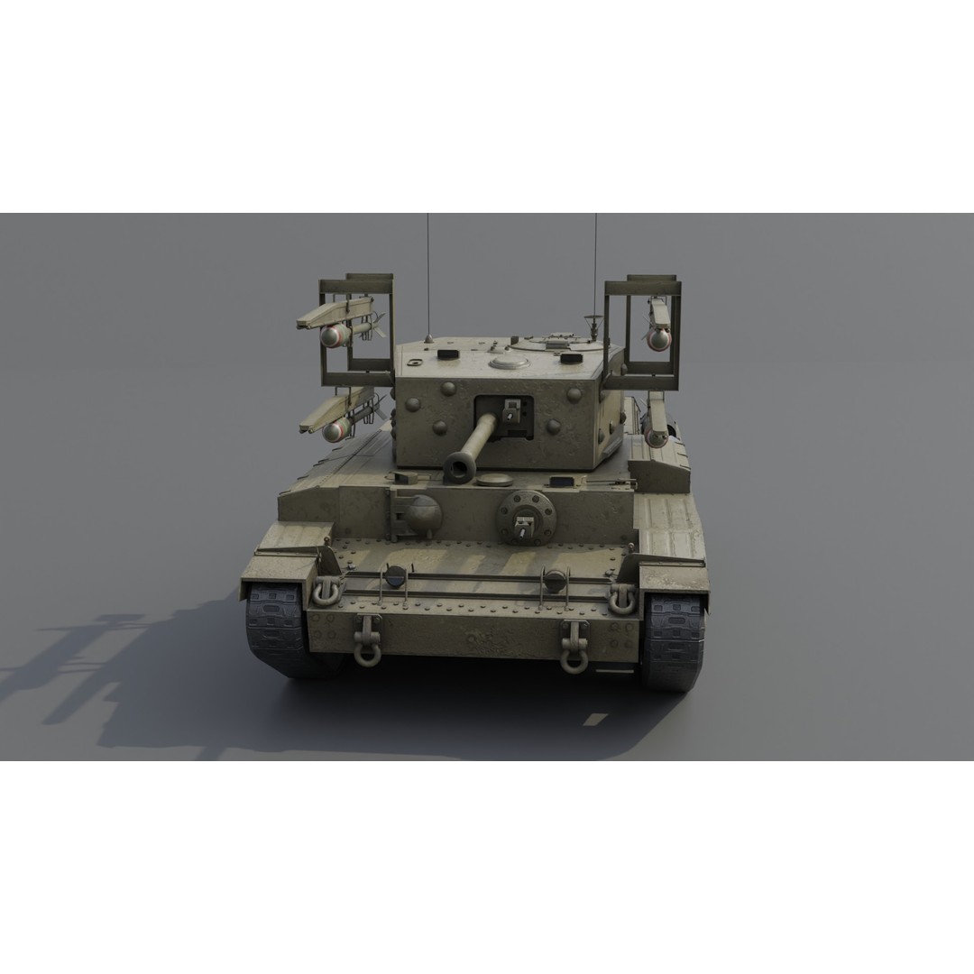 Cromwell V RP-3 Cruiser Tank 3D Model – Low Poly PBR Asset, FBX, Blender - View 12