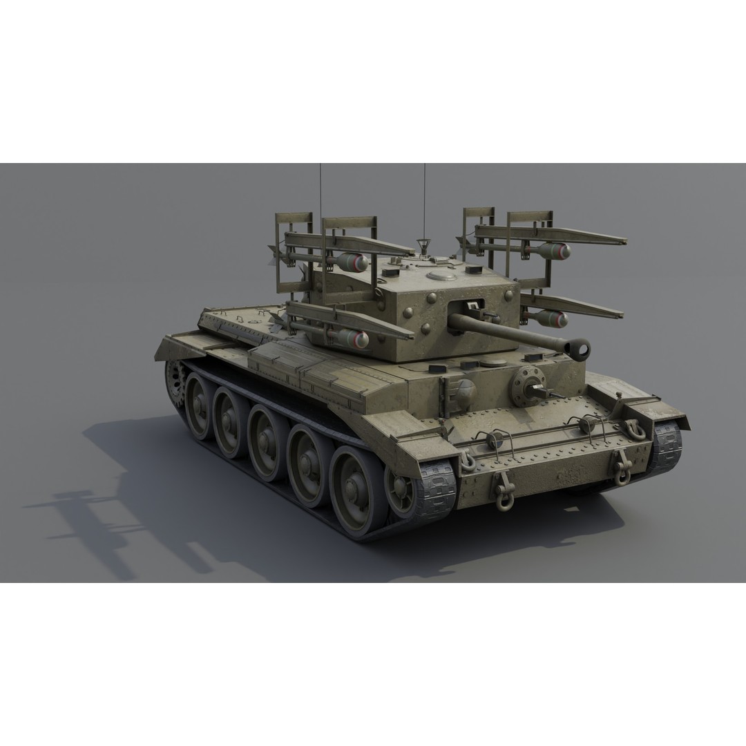 Cromwell V RP-3 Cruiser Tank 3D Model – Low Poly PBR Asset, FBX, Blender - View 13