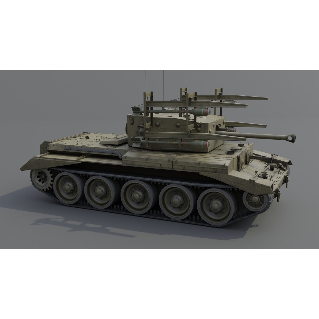 Cromwell V RP-3 Cruiser Tank 3D Model – Low Poly PBR Asset, FBX, Blender - View 14
