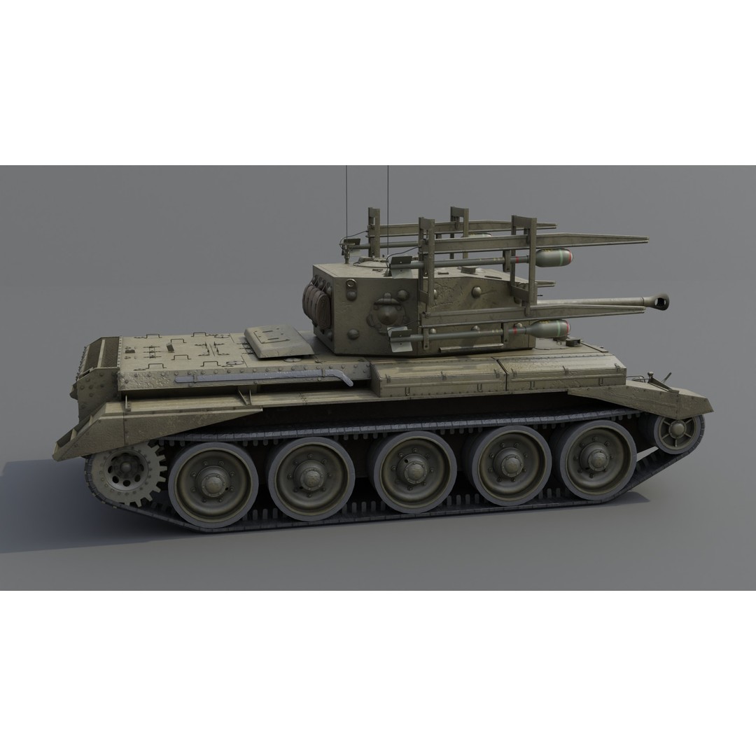 Cromwell V RP-3 Cruiser Tank 3D Model – Low Poly PBR Asset, FBX, Blender - View 15