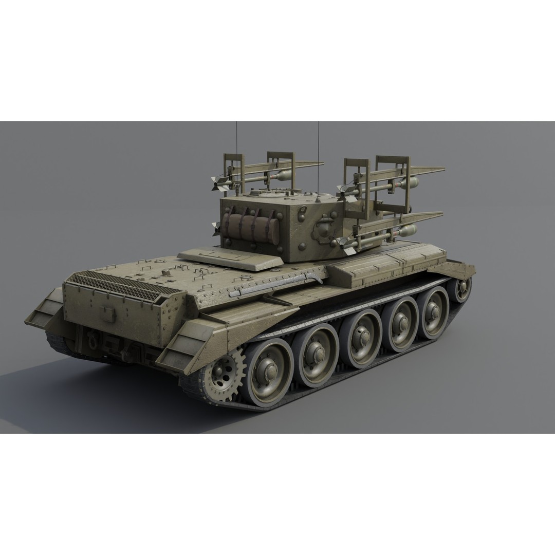 Cromwell V RP-3 Cruiser Tank 3D Model – Low Poly PBR Asset, FBX, Blender - View 16