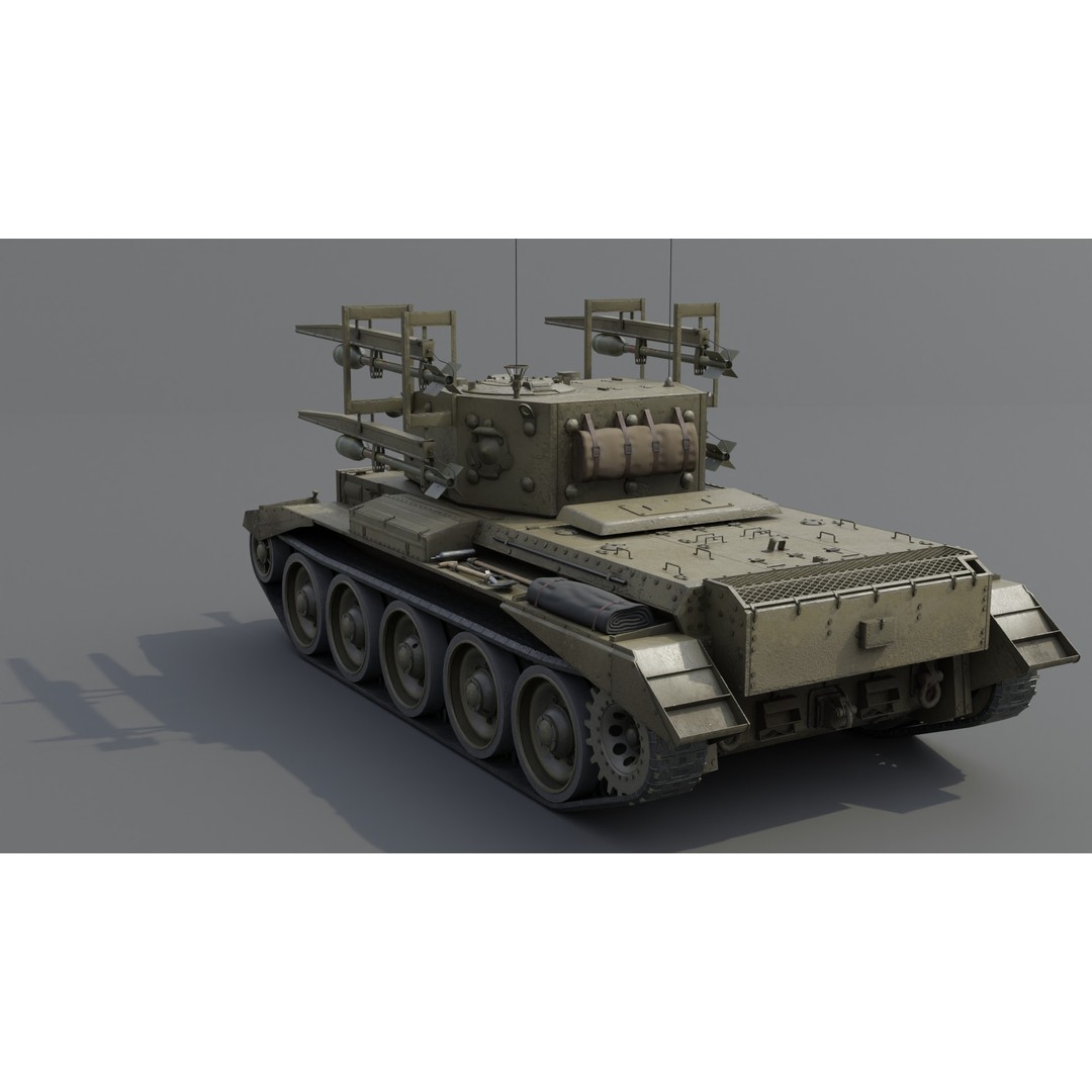 Cromwell V RP-3 Cruiser Tank 3D Model – Low Poly PBR Asset, FBX, Blender - View 18