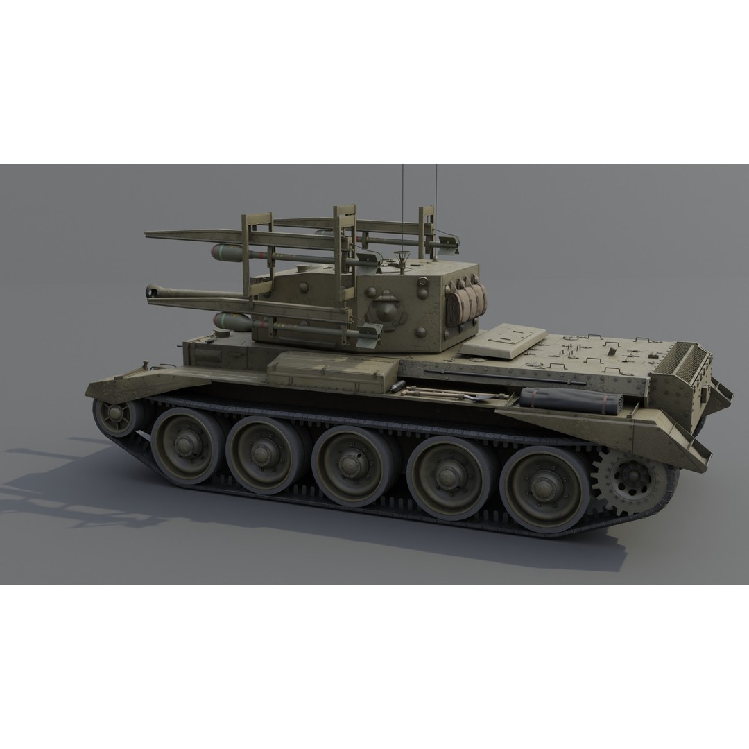 Cromwell V RP-3 Cruiser Tank 3D Model – Low Poly PBR Asset, FBX, Blender - View 19