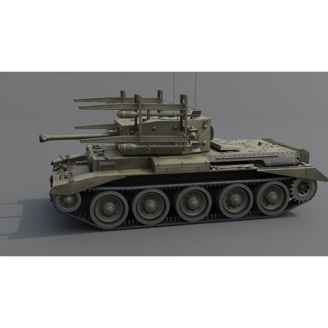 Cromwell V RP-3 Cruiser Tank 3D Model – Low Poly PBR Asset, FBX, Blender - View 20