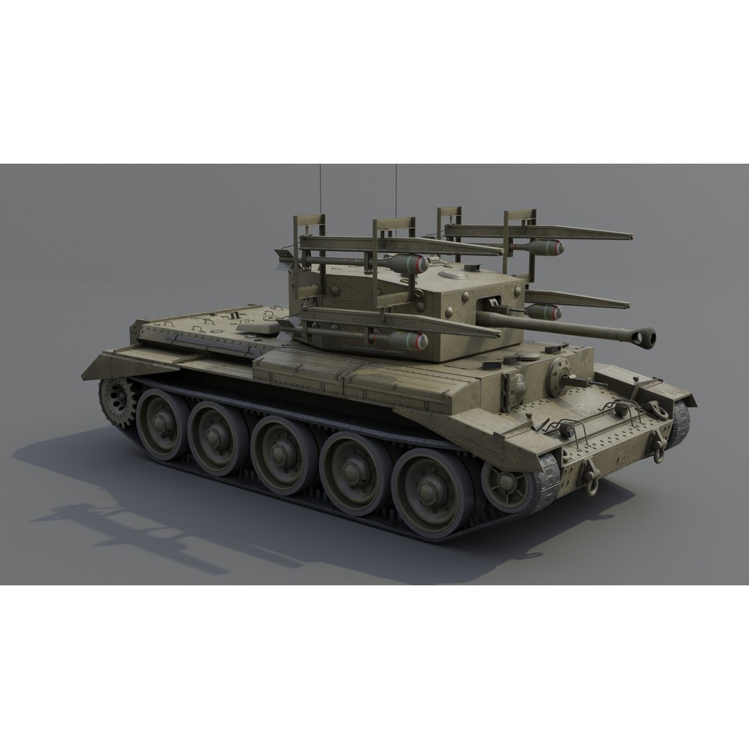 Cromwell V RP-3 Cruiser Tank 3D Model – Low Poly PBR Asset, FBX, Blender - View 3