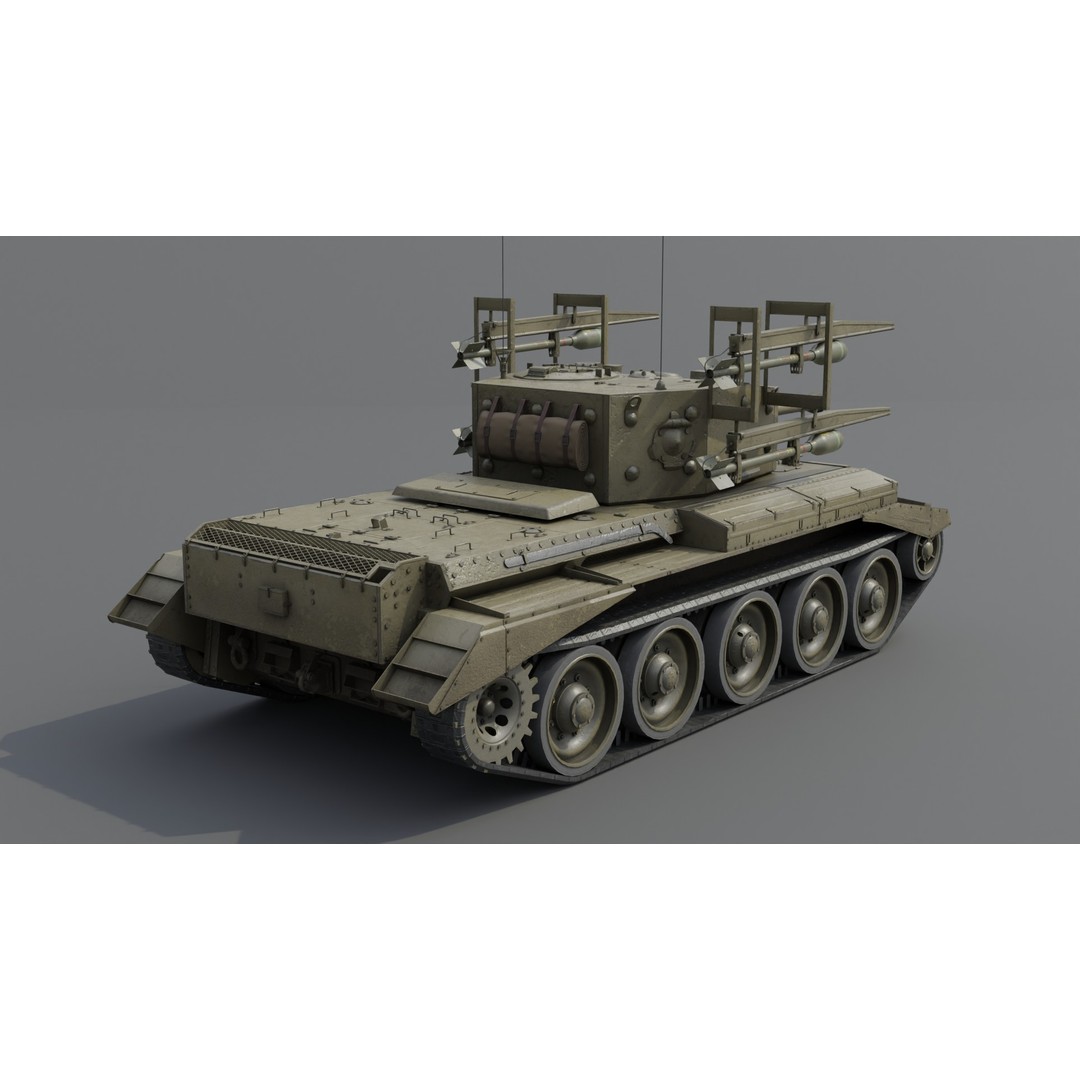 Cromwell V RP-3 Cruiser Tank 3D Model – Low Poly PBR Asset, FBX, Blender - View 4