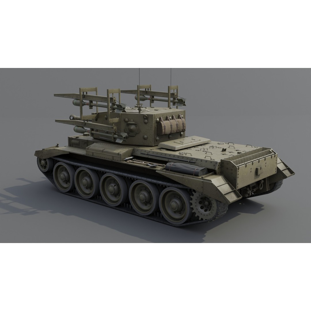 Cromwell V RP-3 Cruiser Tank 3D Model – Low Poly PBR Asset, FBX, Blender - View 5