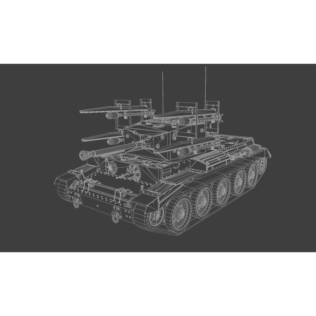 Cromwell V RP-3 Cruiser Tank 3D Model – Low Poly PBR Asset, FBX, Blender - View 7