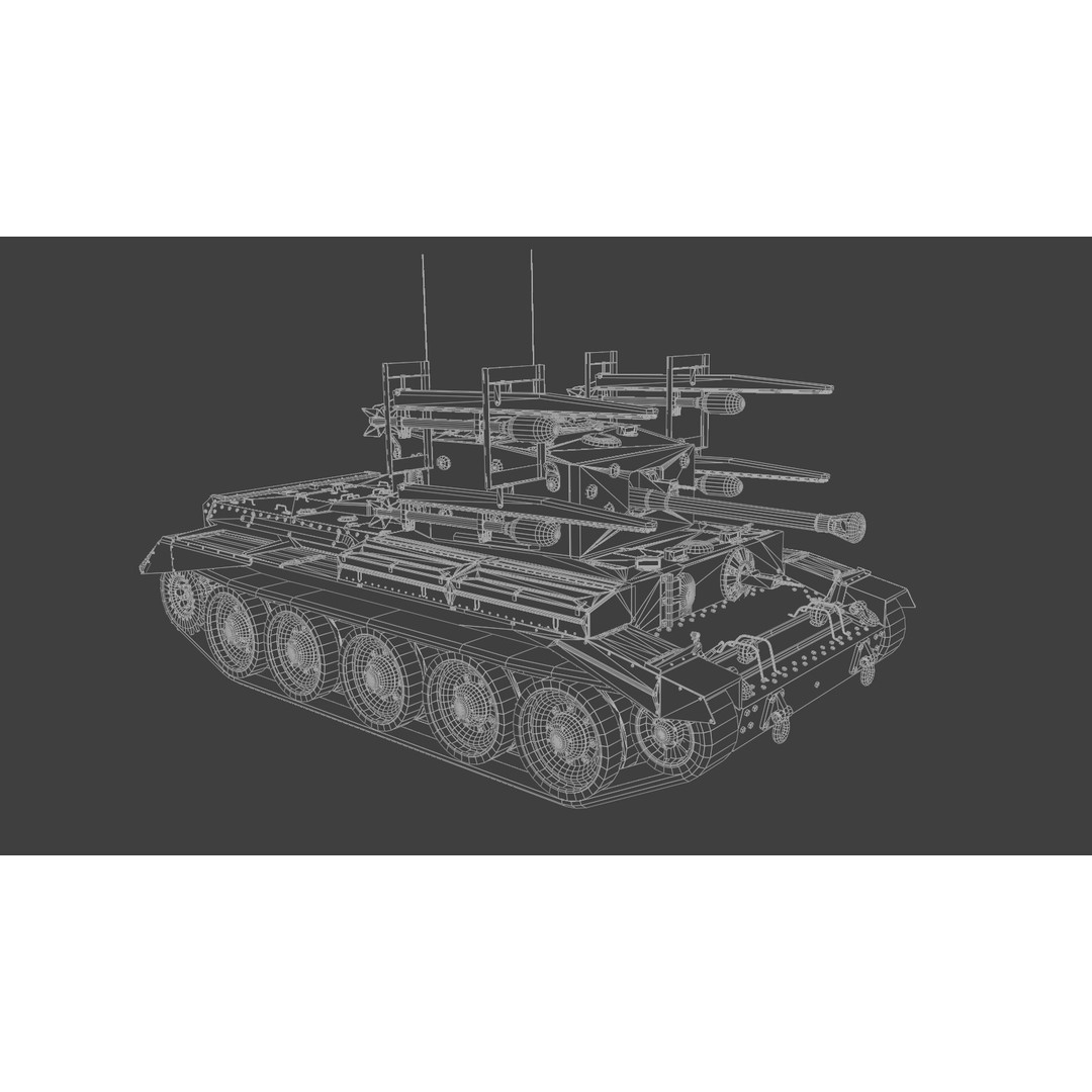 Cromwell V RP-3 Cruiser Tank 3D Model – Low Poly PBR Asset, FBX, Blender - View 8