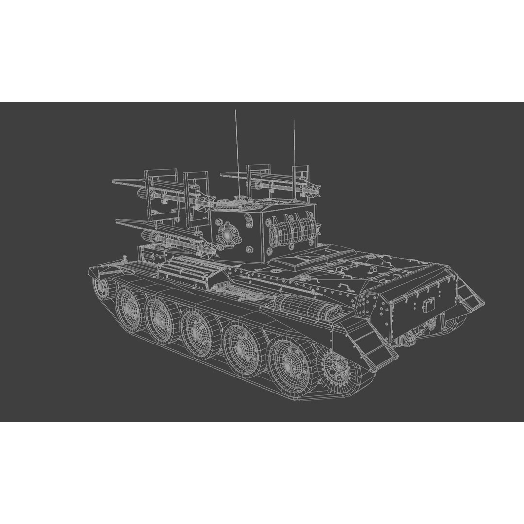 Cromwell V RP-3 Cruiser Tank 3D Model – Low Poly PBR Asset, FBX, Blender - View 9