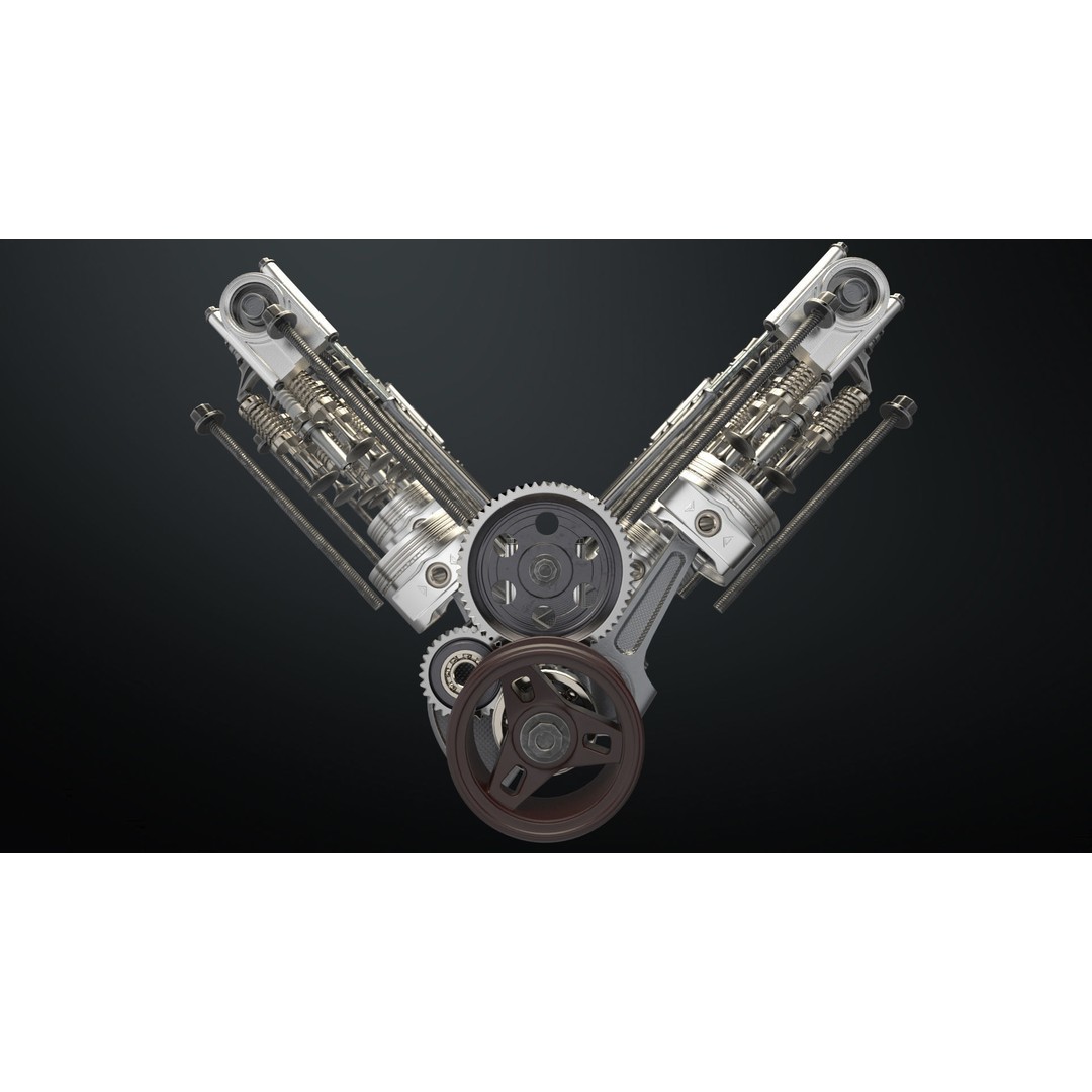 V8 Engine 3D Model – Animated Vehicle Part, FBX, PBR Textures - View 10
