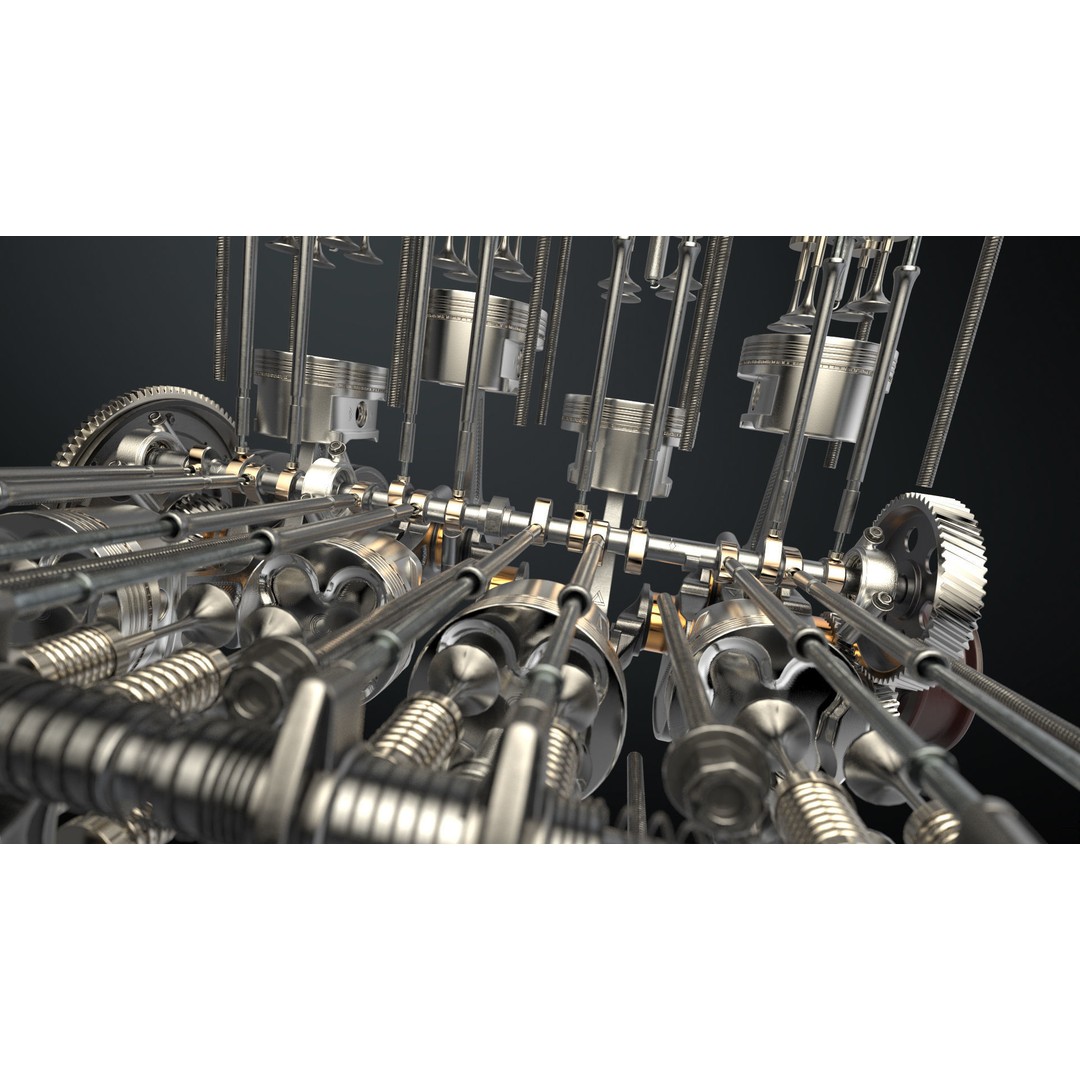 V8 Engine 3D Model – Animated Vehicle Part, FBX, PBR Textures - View 13