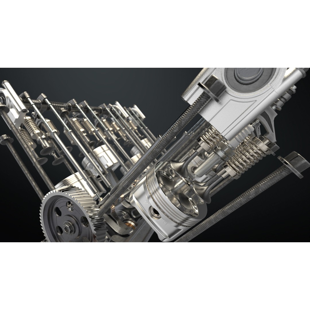 V8 Engine 3D Model – Animated Vehicle Part, FBX, PBR Textures - View 14