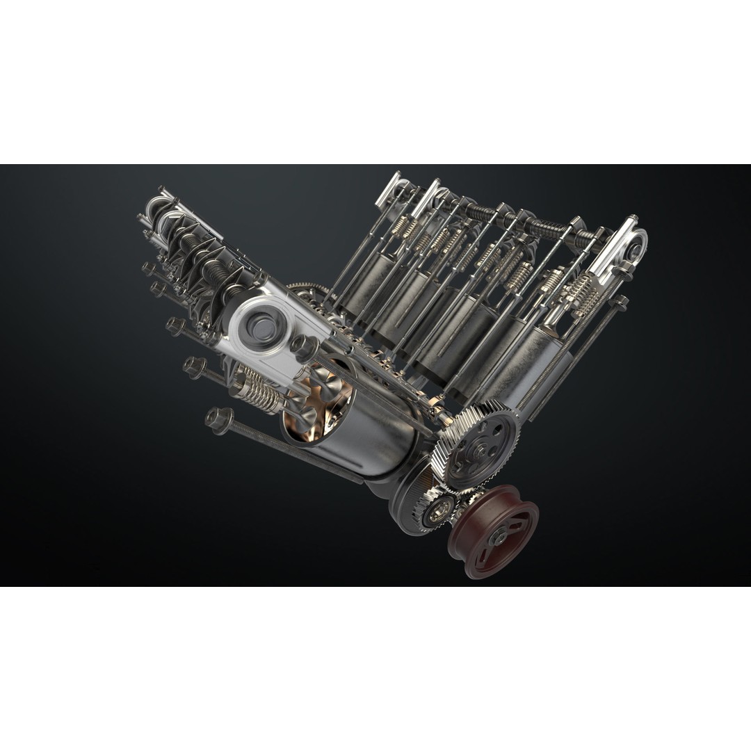 V8 Engine 3D Model – Animated Vehicle Part, FBX, PBR Textures - View 15