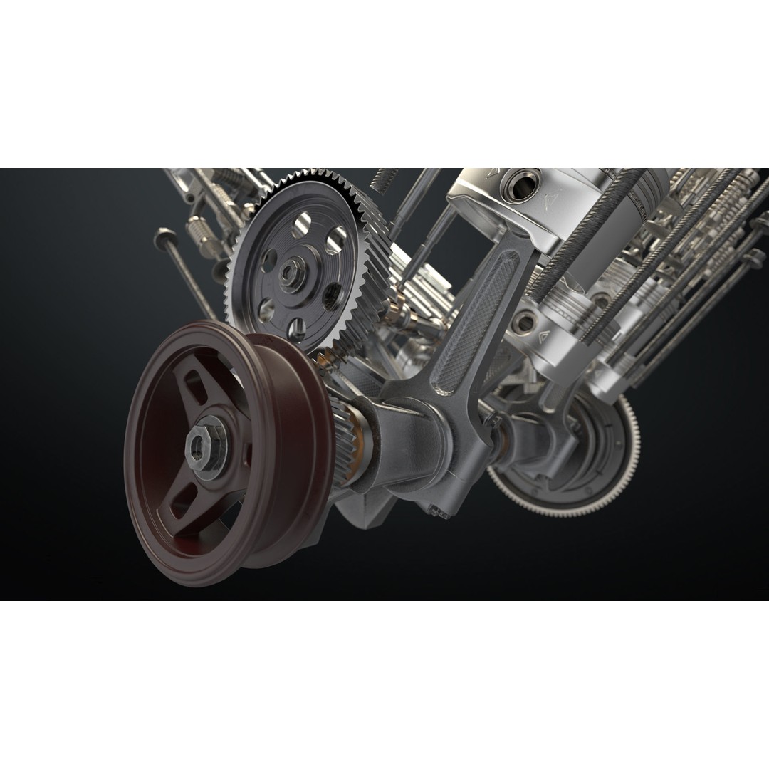 V8 Engine 3D Model – Animated Vehicle Part, FBX, PBR Textures - View 16