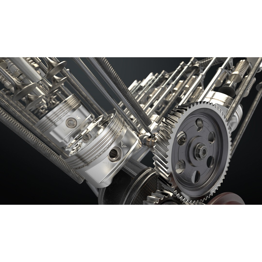 V8 Engine 3D Model – Animated Vehicle Part, FBX, PBR Textures - View 17