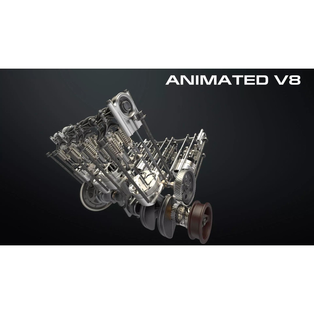V8 Engine 3D Model – Animated Vehicle Part, FBX, PBR Textures - View 2