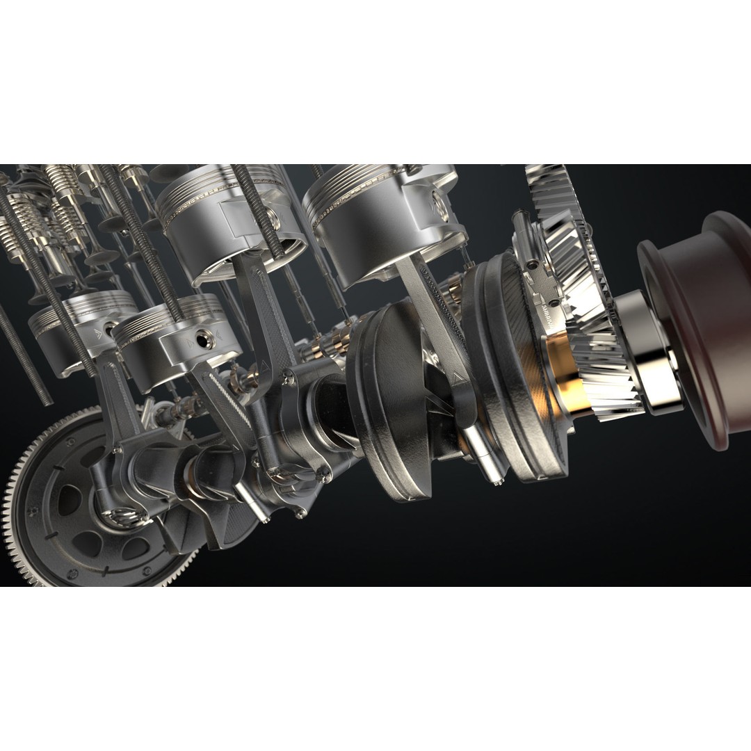 V8 Engine 3D Model – Animated Vehicle Part, FBX, PBR Textures - View 22